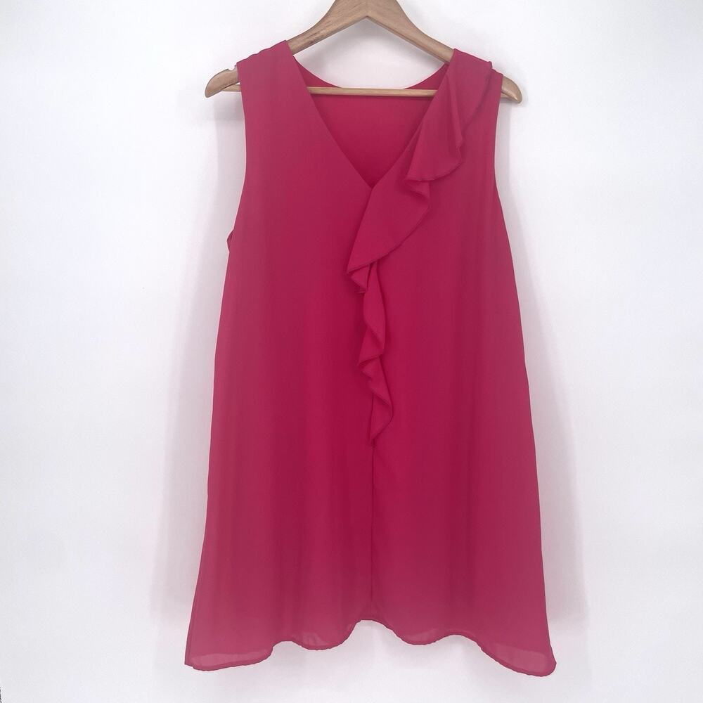 Carole Christion Women's Shift Dress Size 14 Pink Romantic Cocktail Party Ruffle - Picture 4 of 8